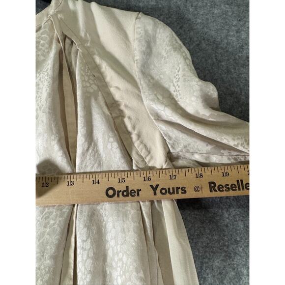 Rebecca Taylor Blouse Women 2 Beige Long Sleeve Silk V Neck Relax Boho Quiet Lux - Picture 4 of 7